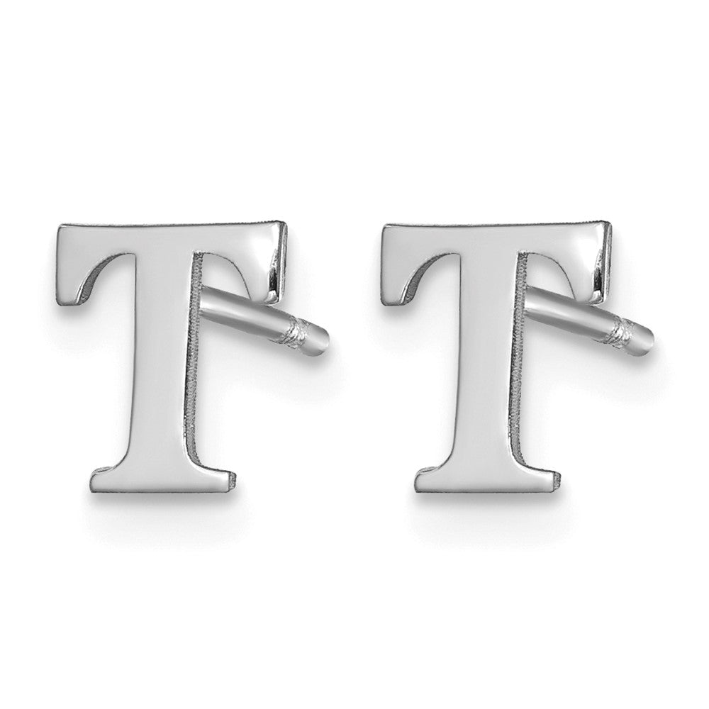 Sterling Silver Rhodium-plated Letter T Initial Post Earrings