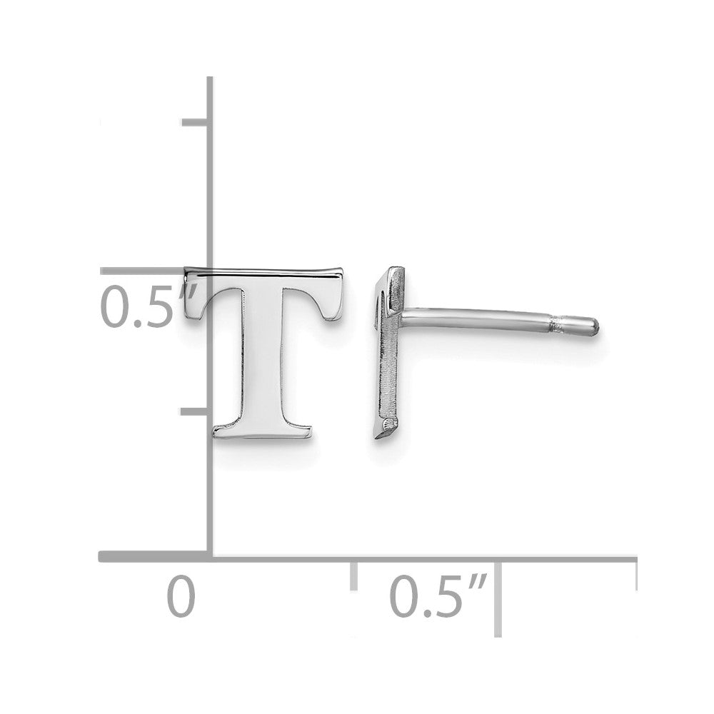 Sterling Silver Rhodium-plated Letter T Initial Post Earrings