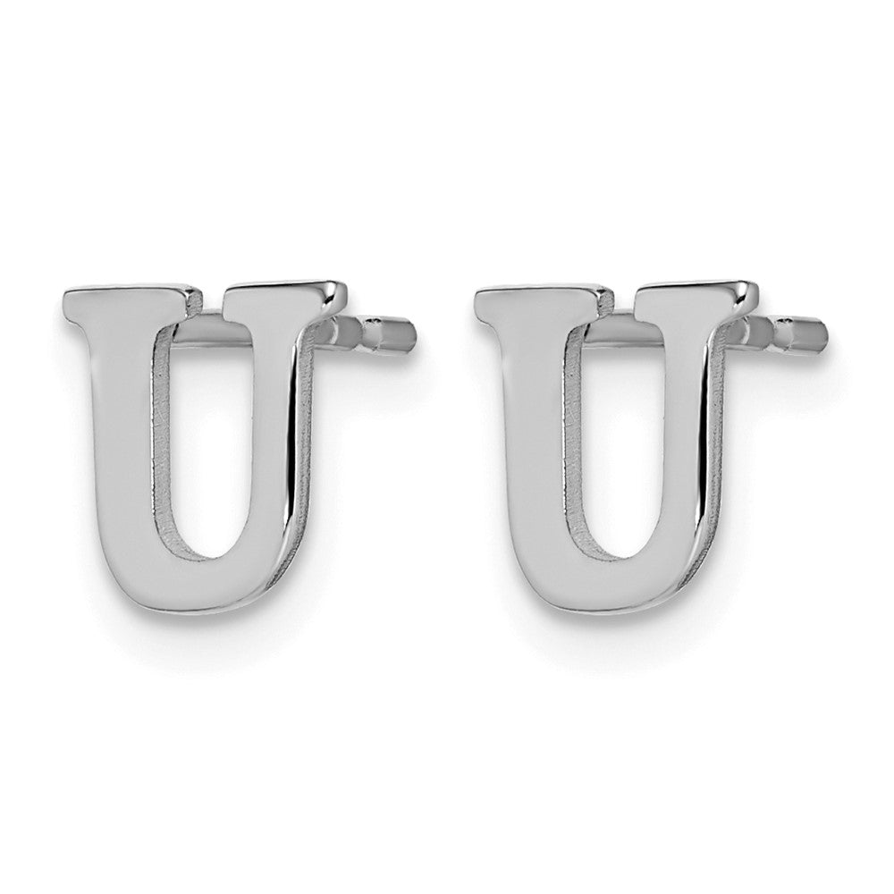 Sterling Silver Rhodium-plated Letter U Initial Post Earrings