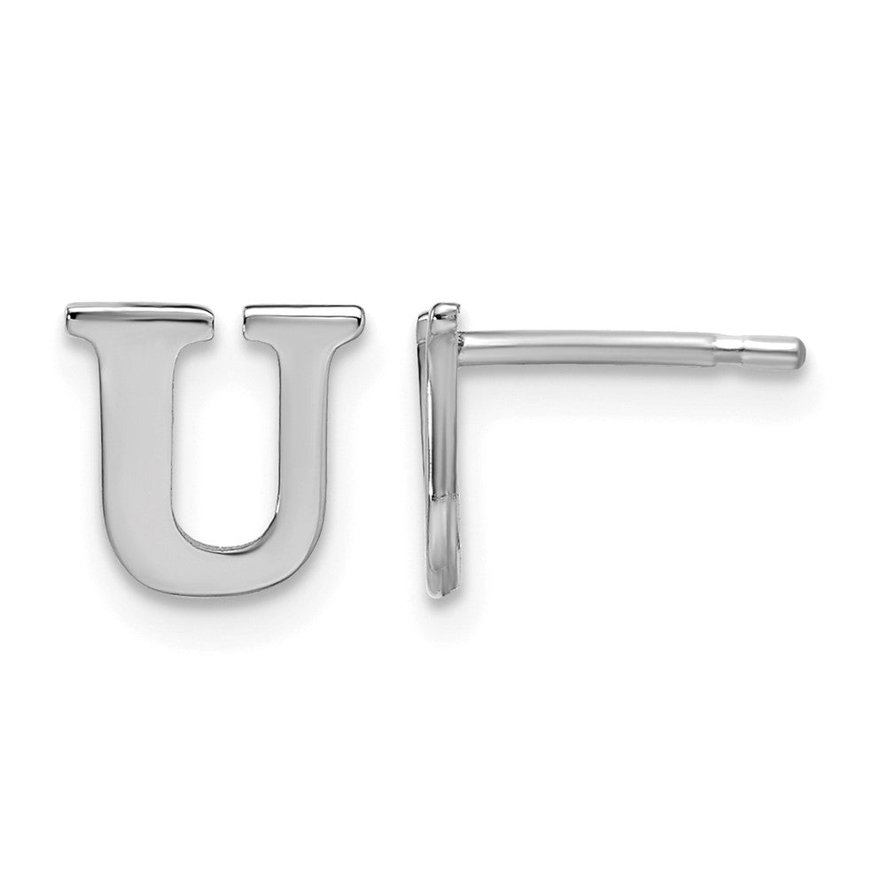 Sterling Silver Rhodium-plated Letter U Initial Post Earrings