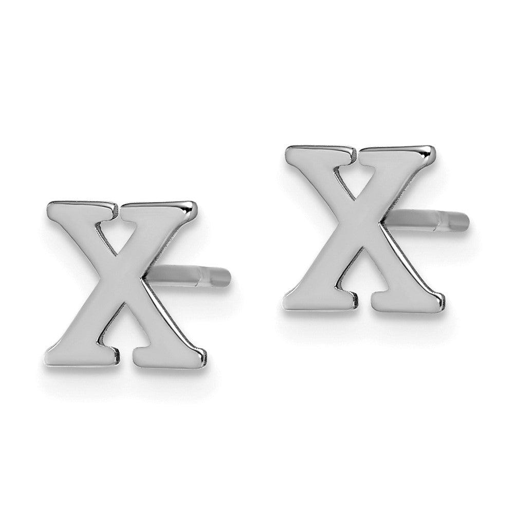 Sterling Silver Rhodium-plated Letter X Initial Post Earrings