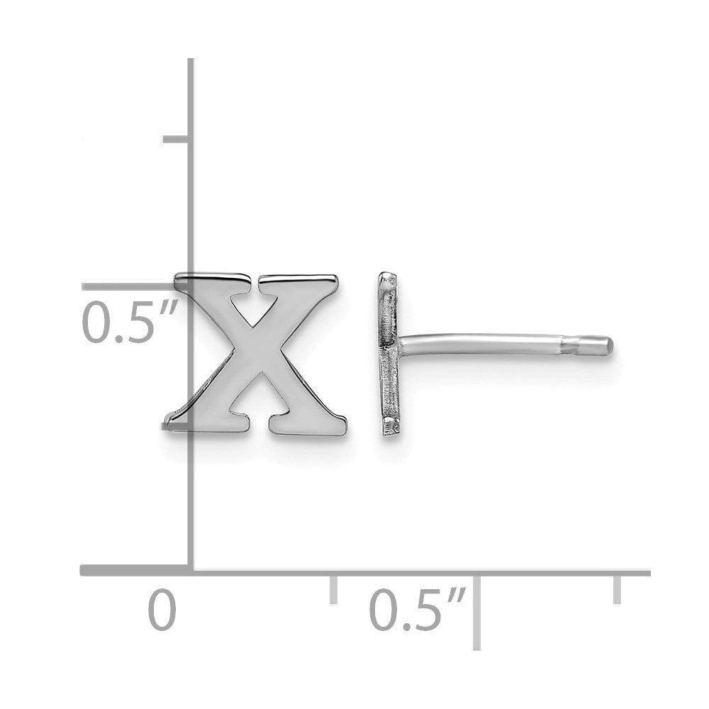 Sterling Silver Rhodium-plated Letter X Initial Post Earrings