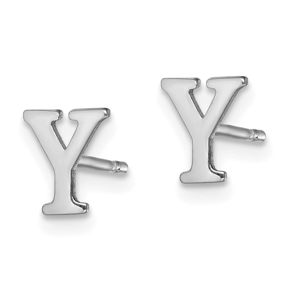 Sterling Silver Rhodium-plated Letter Y Initial Post Earrings