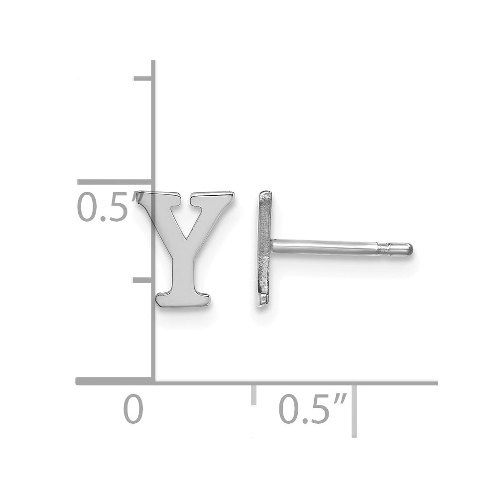 Sterling Silver Rhodium-plated Letter Y Initial Post Earrings