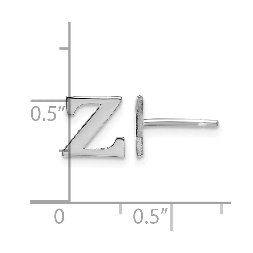 Sterling Silver Rhodium-plated Letter Z Initial Post Earrings