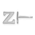 Sterling Silver Rhodium-plated Letter Z Initial Post Earrings