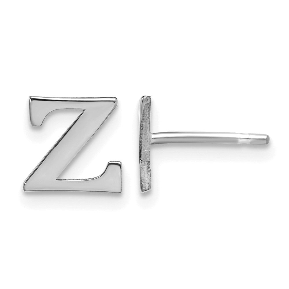 Sterling Silver Rhodium-plated Letter Z Initial Post Earrings