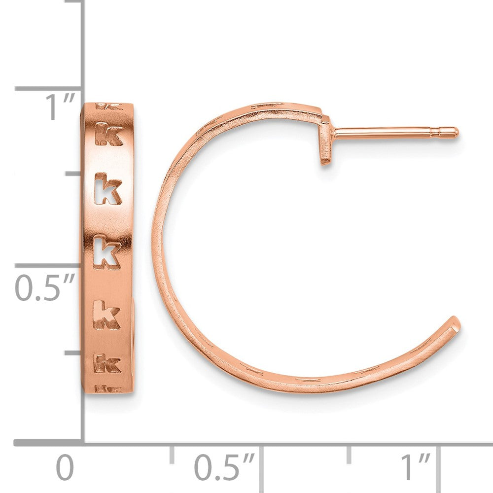 Sterling Silver/Rose-plated Brushed Initial Post Hoop Earrings