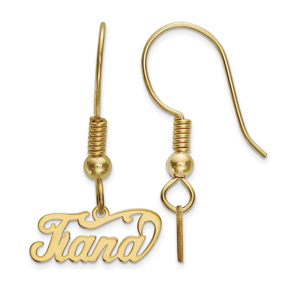 14k Yellow Gold Name Plate Dangle Earrings