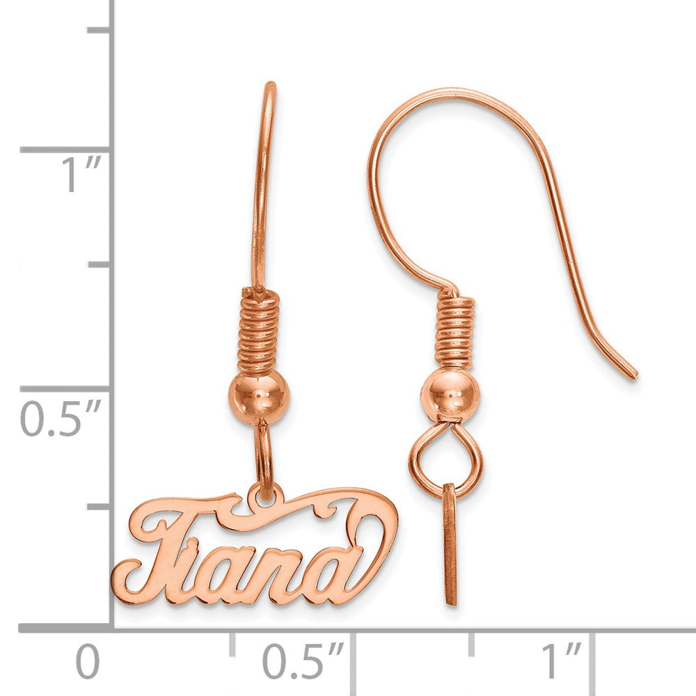 Sterling Silver/Rose-plated Name Plate Dangle Earrings