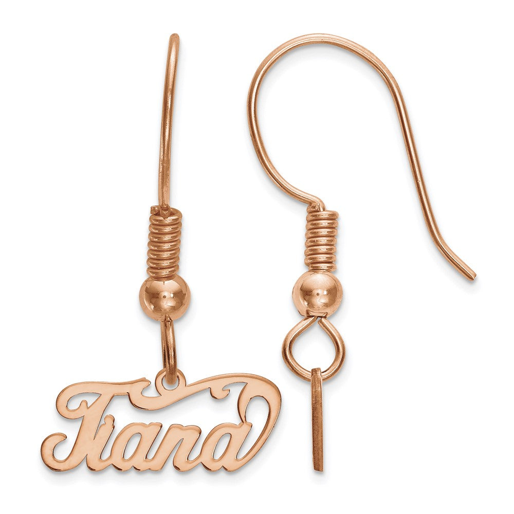 Sterling Silver/Rose-plated Name Plate Dangle Earrings