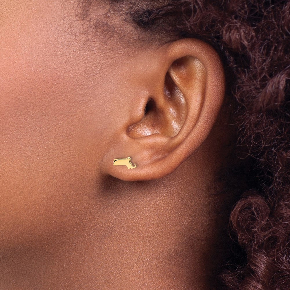 Sterling Silver/Gold-plated Massachusetts State Earrings