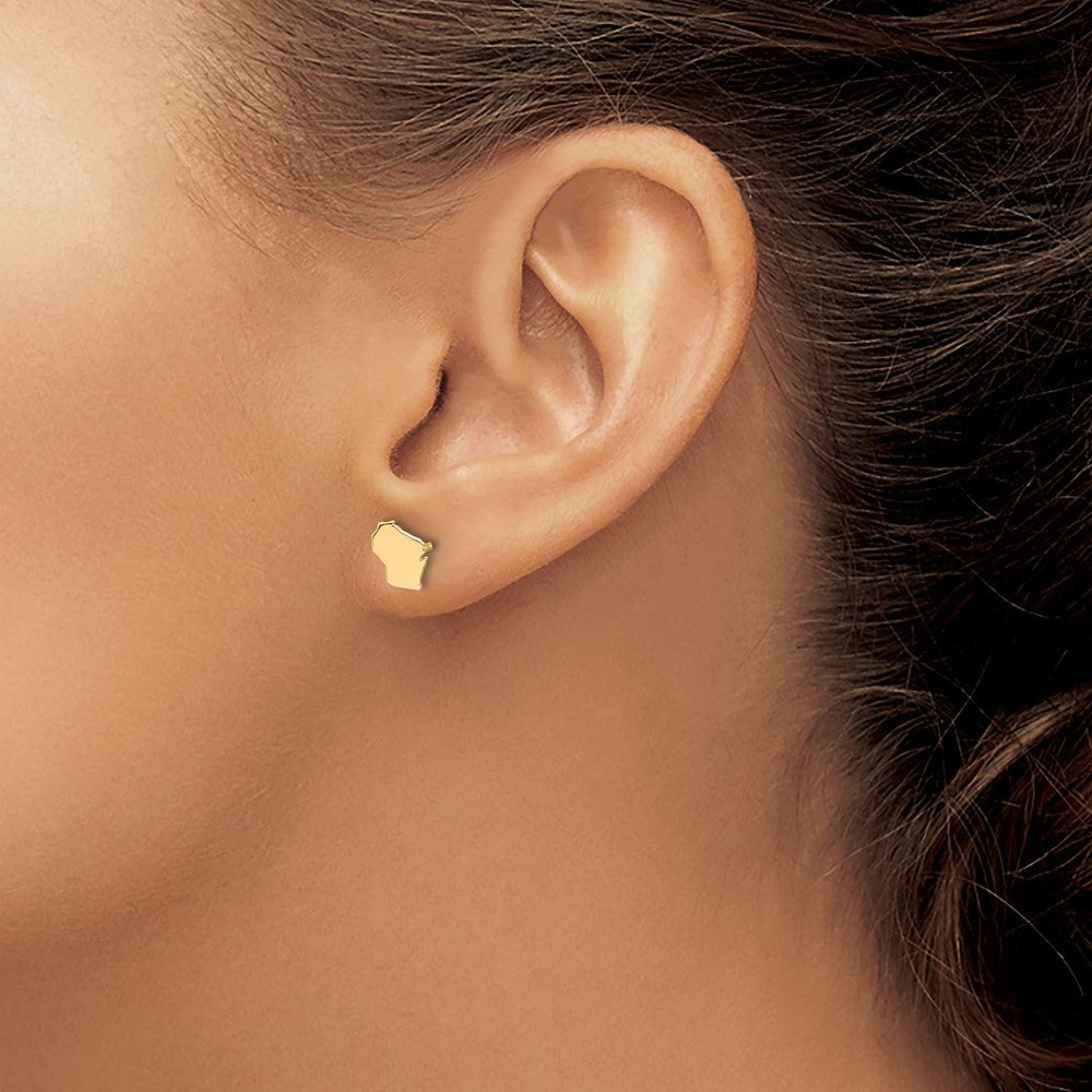 Sterling Silver/Gold-plated Wisconsin State Earrings