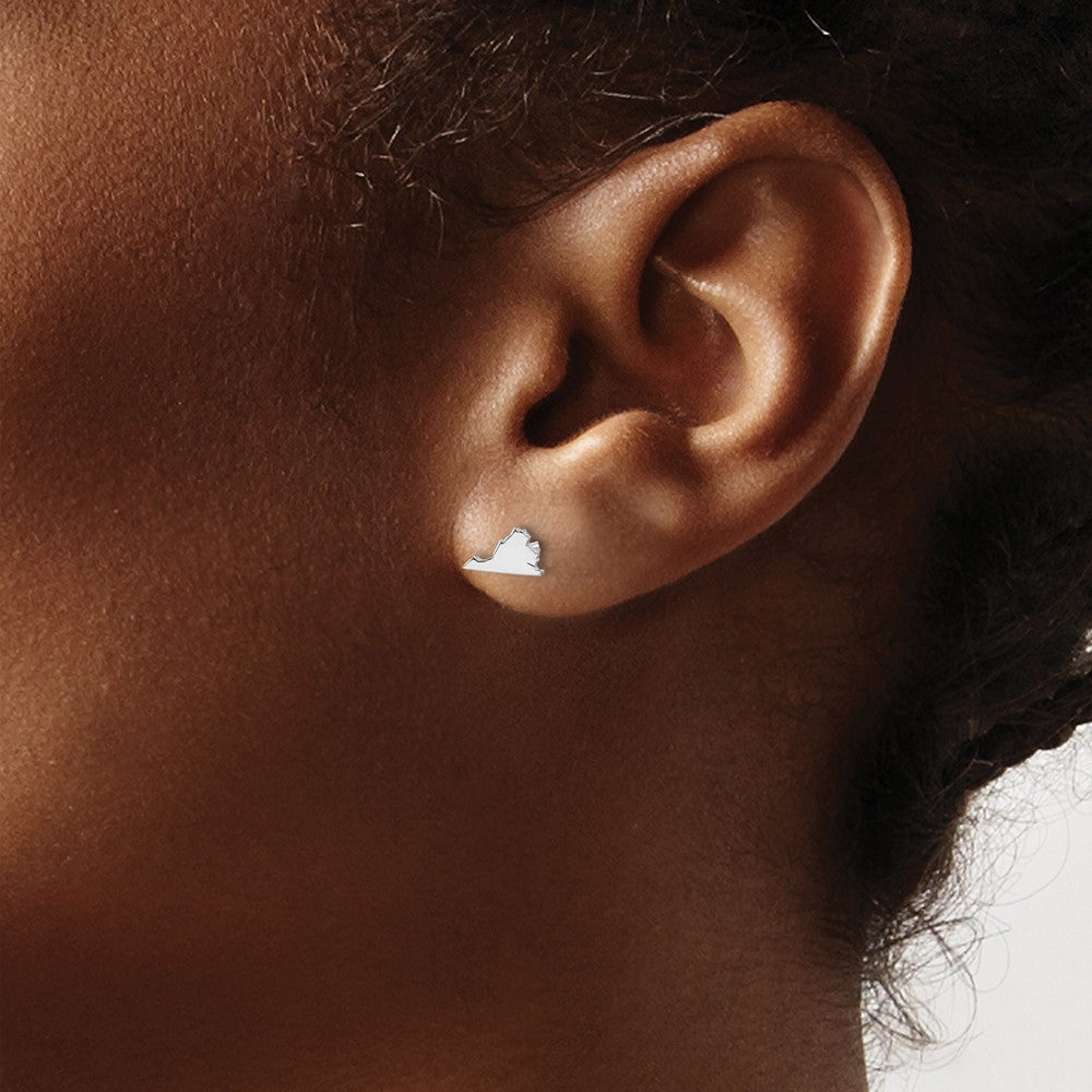 Sterling Silver/Rhodium-plated Virginia State Earrings