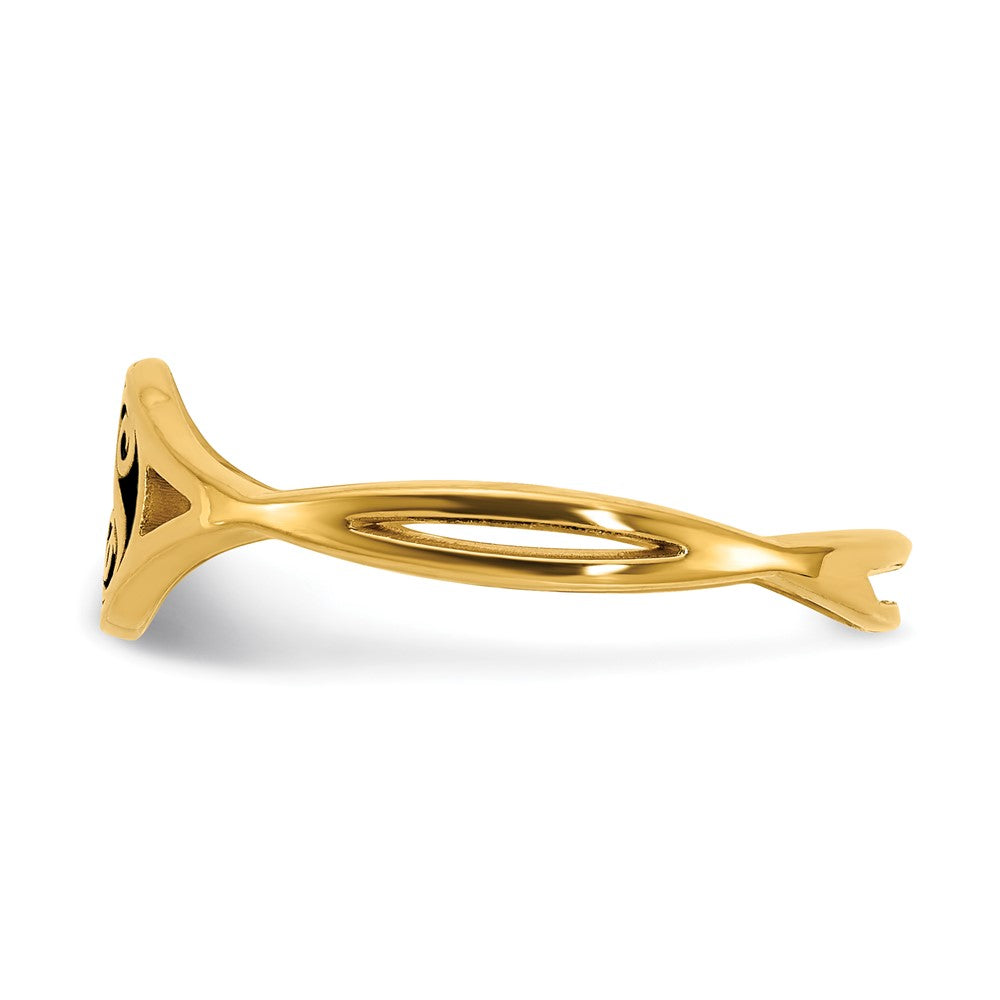 SS/Gold-plated Twisted Band with Epoxy Monogram Ring