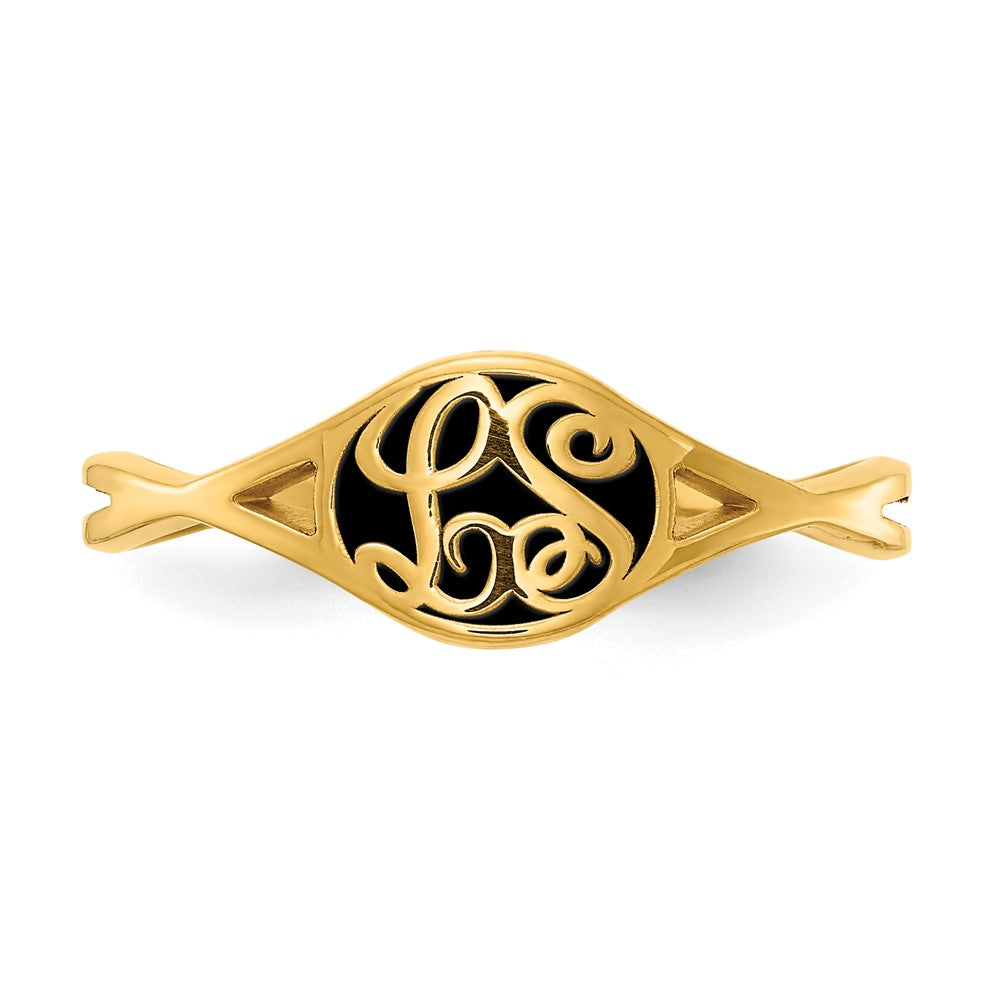 14k Yellow Gold Twisted Band with Epoxy Monogram Ring