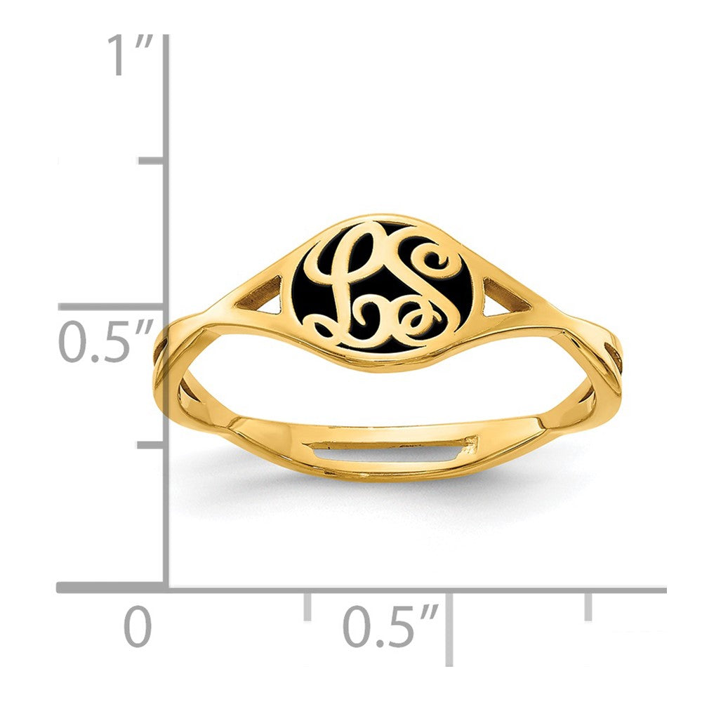 14k Yellow Gold Twisted Band with Epoxy Monogram Ring