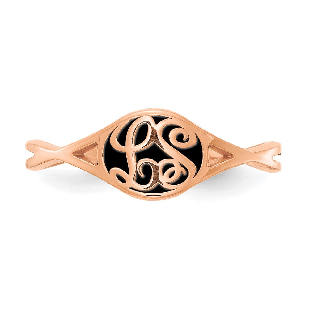 SS/Rose-plated Twisted Band with Epoxy Monogram Ring
