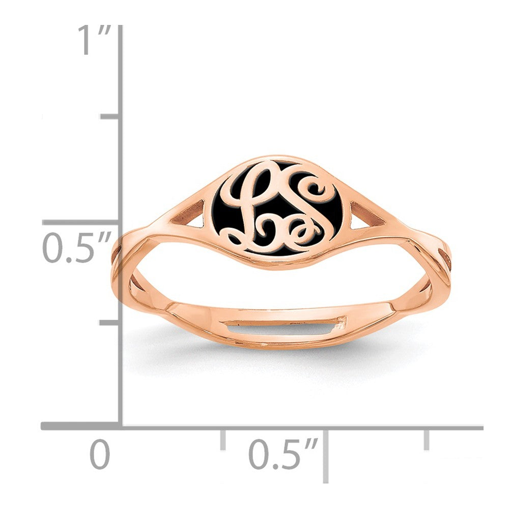 SS/Rose-plated Twisted Band with Epoxy Monogram Ring