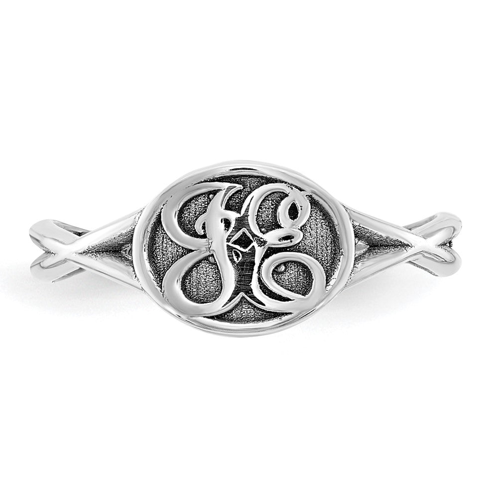 14k White Gold Twisted Band with Epoxy Monogram Ring