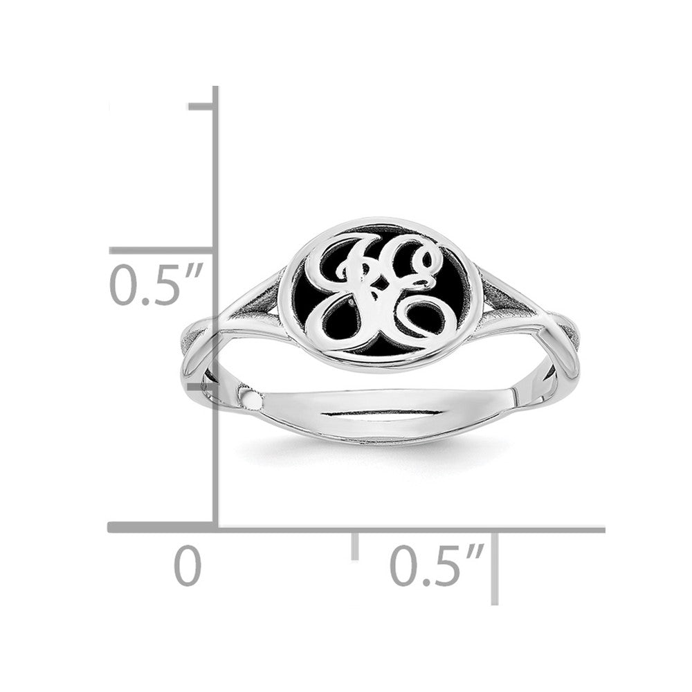 SS/Rhodium-plated Twisted Band with Epoxy Monogram Ring