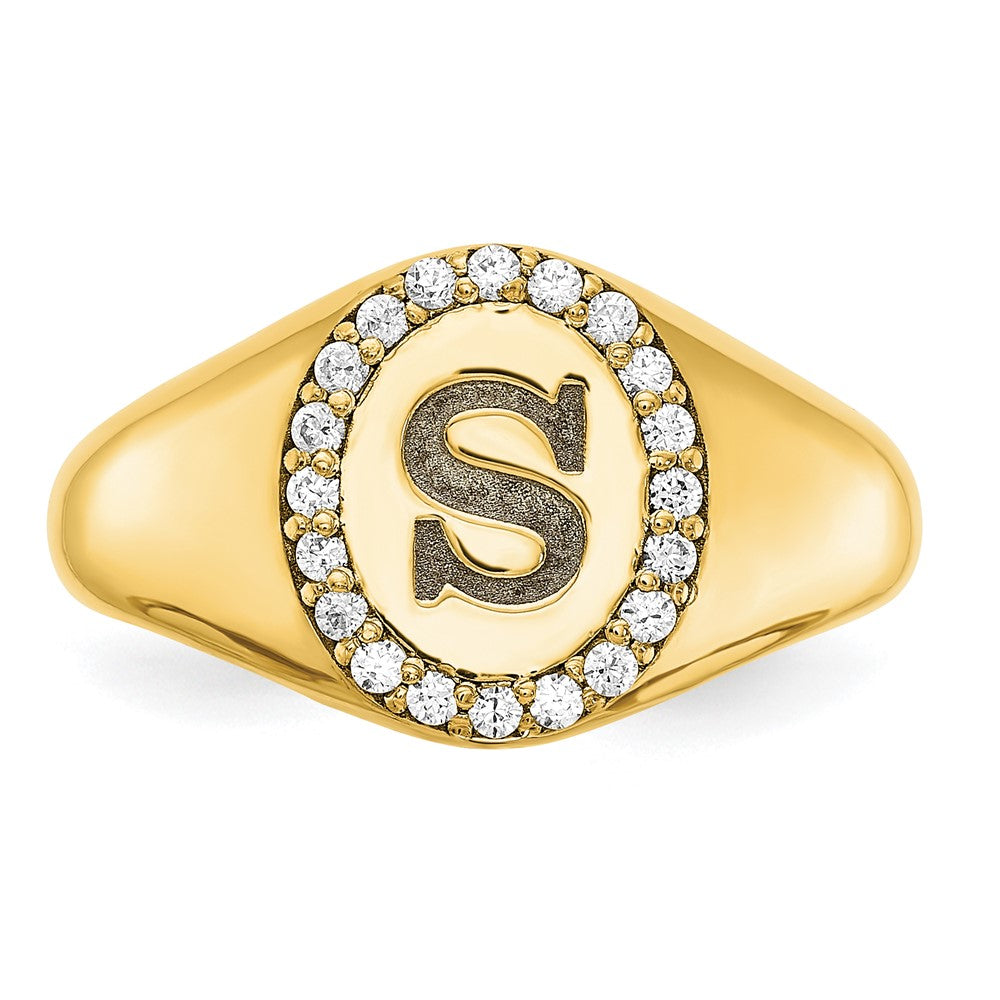 SS/Gold-plated Classic Initial Oval with Diamond Ring