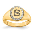 14k Yellow Gold Classic Initial Oval with Diamond Ring