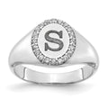 10k White Gold Classic Initial Oval with Diamonds Ring