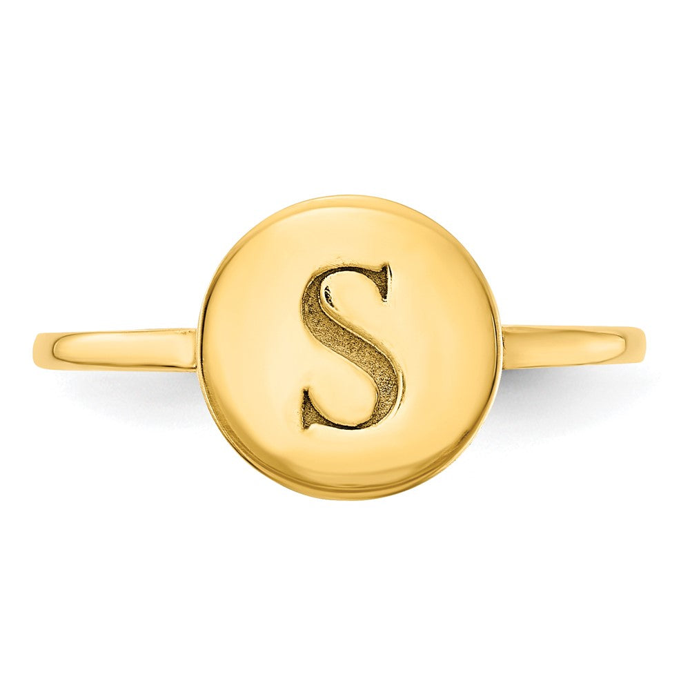 Sterling Silver/Gold-plated Round Initial Ring