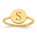 14k Yellow Gold Round Initial Ring