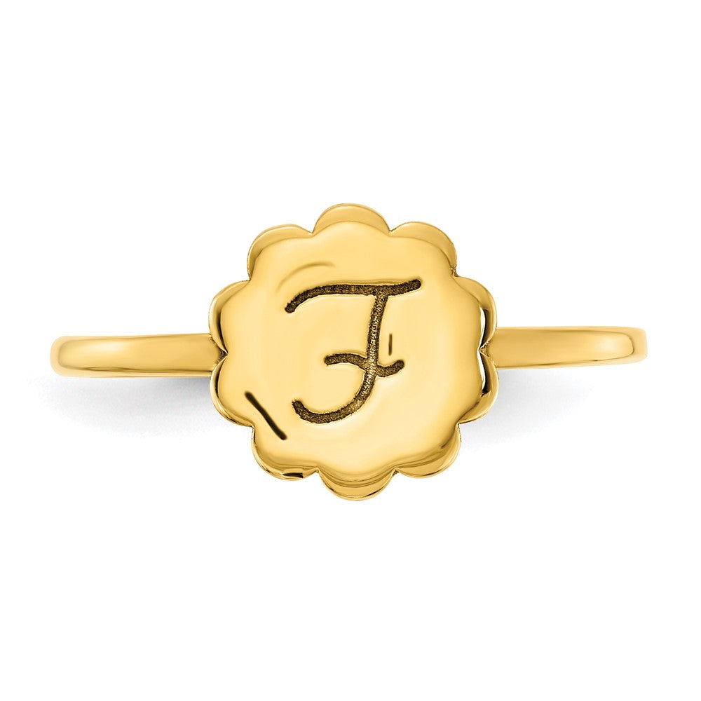 Sterling Silver/Gold-plated Initial Flower Ring