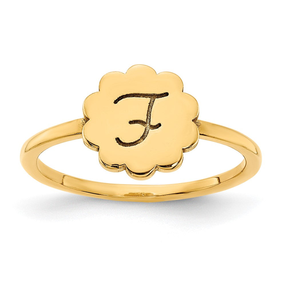 14k Yellow Gold Initial Flower Ring