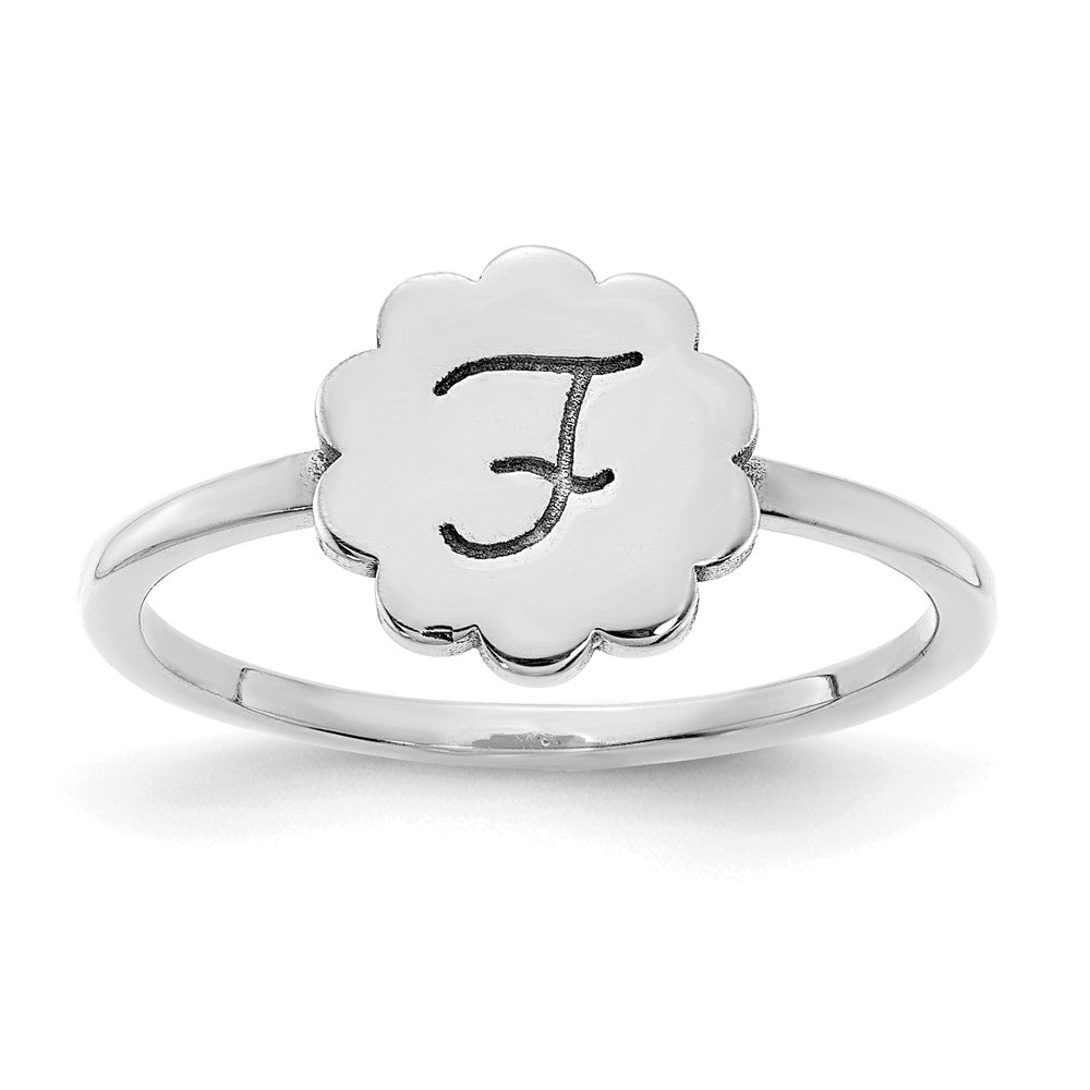 10k White Gold Initial Flower Ring