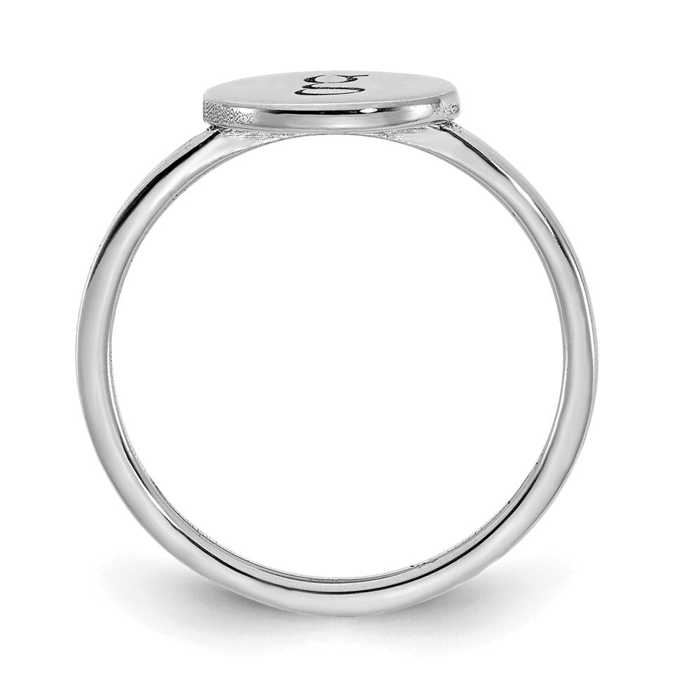 Sterling Silver/Rhodium-plated Oval Initial Ring