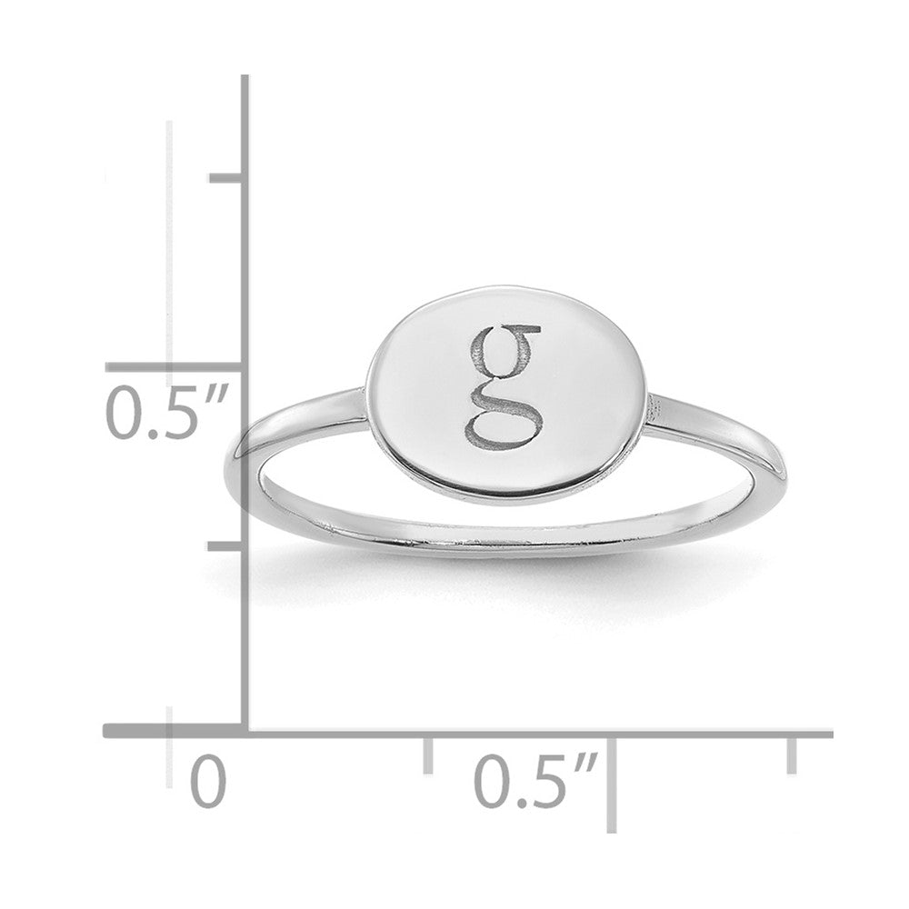 14k White Gold Oval Initial Ring