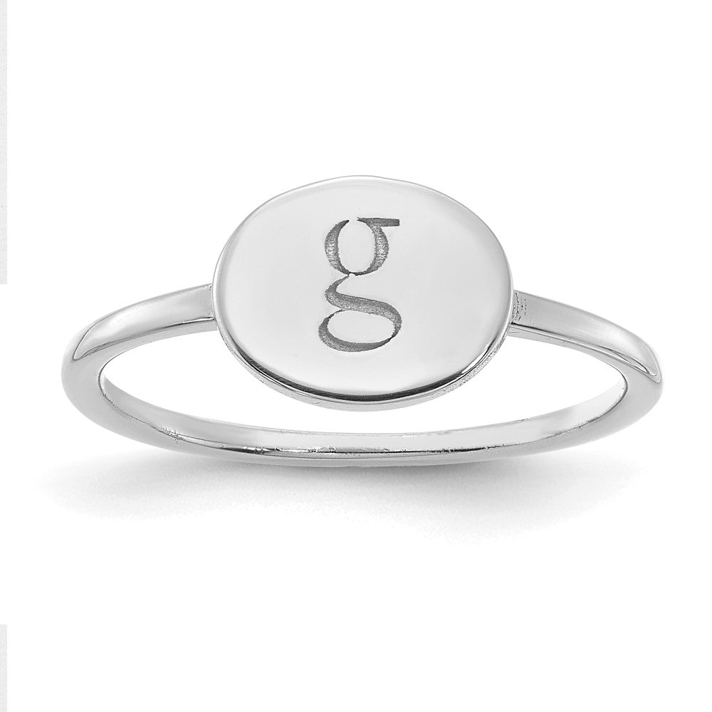 Sterling Silver/Rhodium-plated Oval Initial Ring