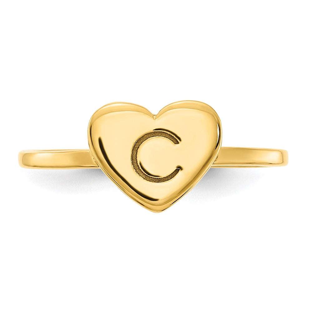14k Yellow Gold Initial Heart Ring