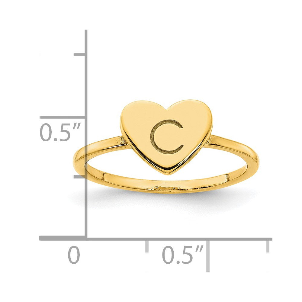 14k Yellow Gold Initial Heart Ring