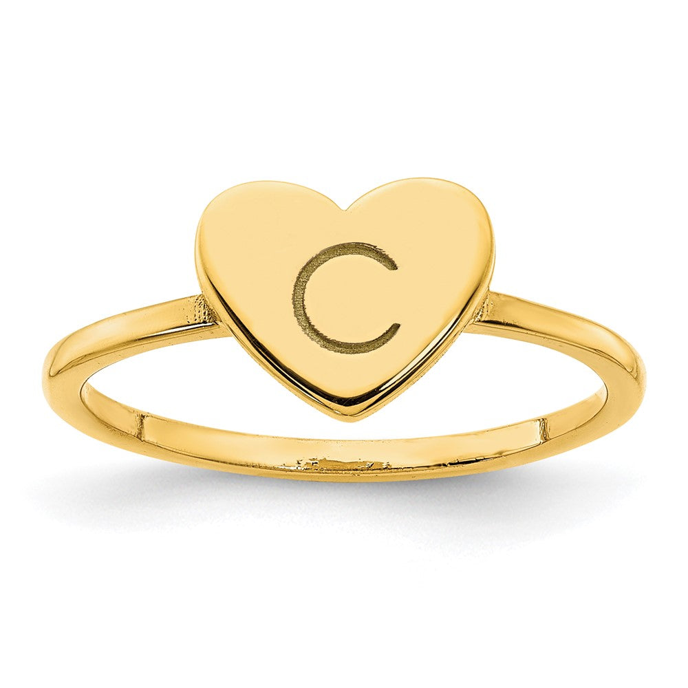 Sterling Silver/Gold-plated Initial Heart Ring