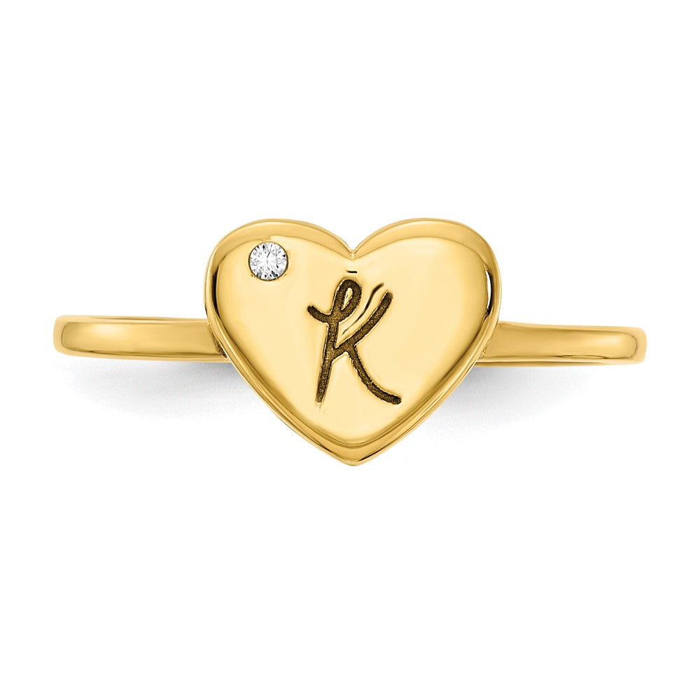 14k Yellow Gold Initial with Diamond Ring