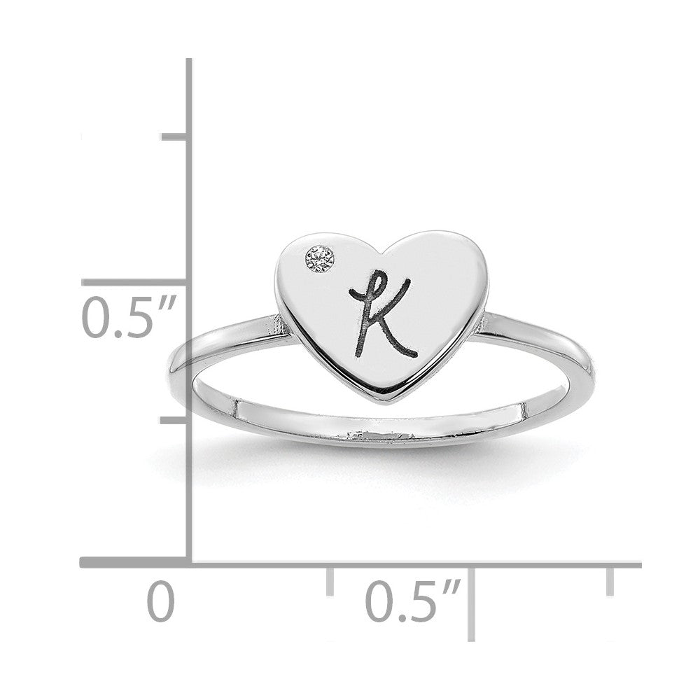 14k White Gold Initial with Diamond Ring