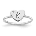 14k White Gold Initial with Diamond Ring
