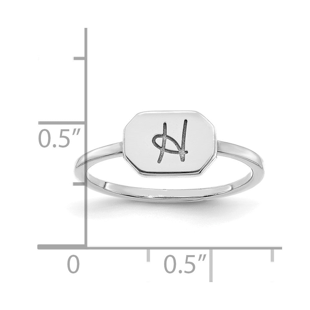 Sterling Silver/Rhodium-plated Initial Ring