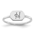 Sterling Silver/Rhodium-plated Initial Ring