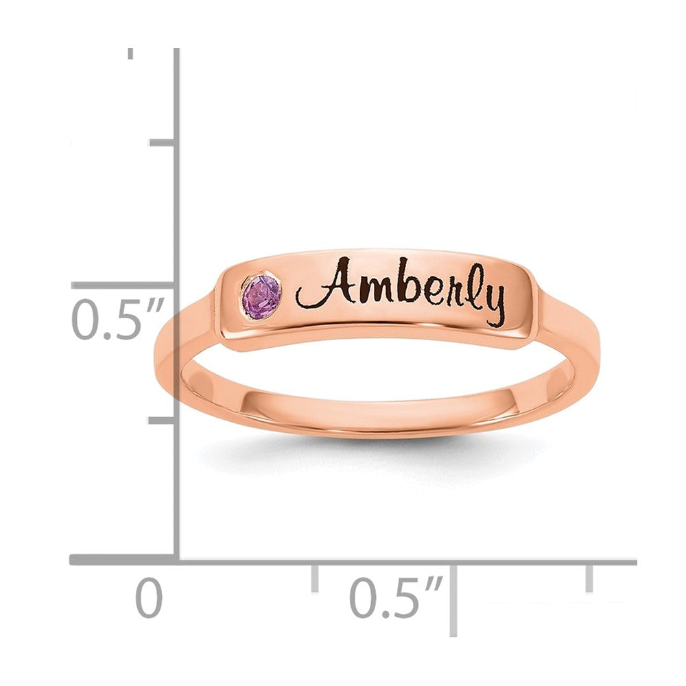 Sterling Silver/Rose Gold-Plated Name and Genuine Stone Ring