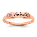 14k Rose Gold Name and Genuine Stone Ring