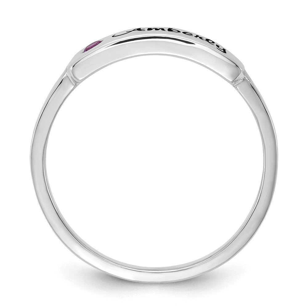 Sterling Silver/Rhodium-plated Name and Genuine Stone Ring