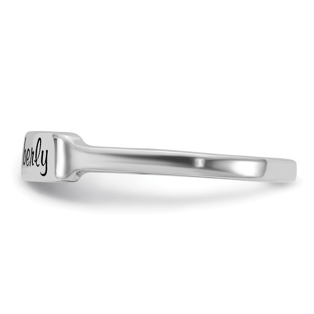 Sterling Silver/Rhodium-plated Name and Genuine Stone Ring