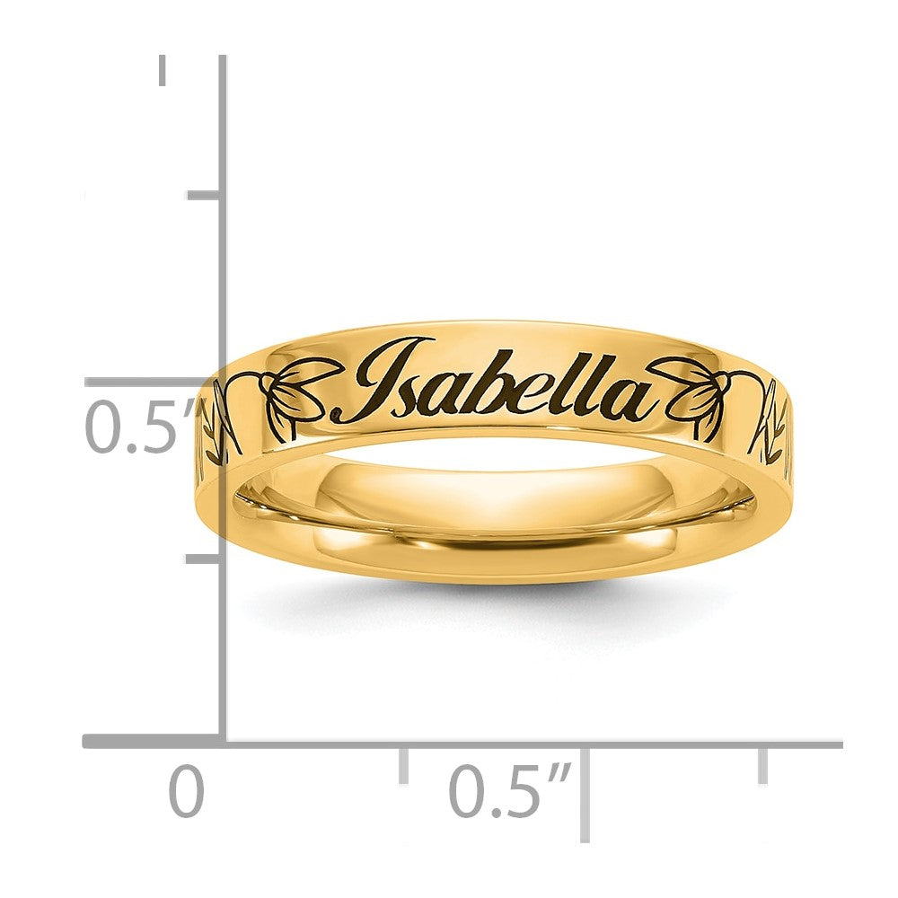 14k Yellow Gold Name and Birth Flower Ring