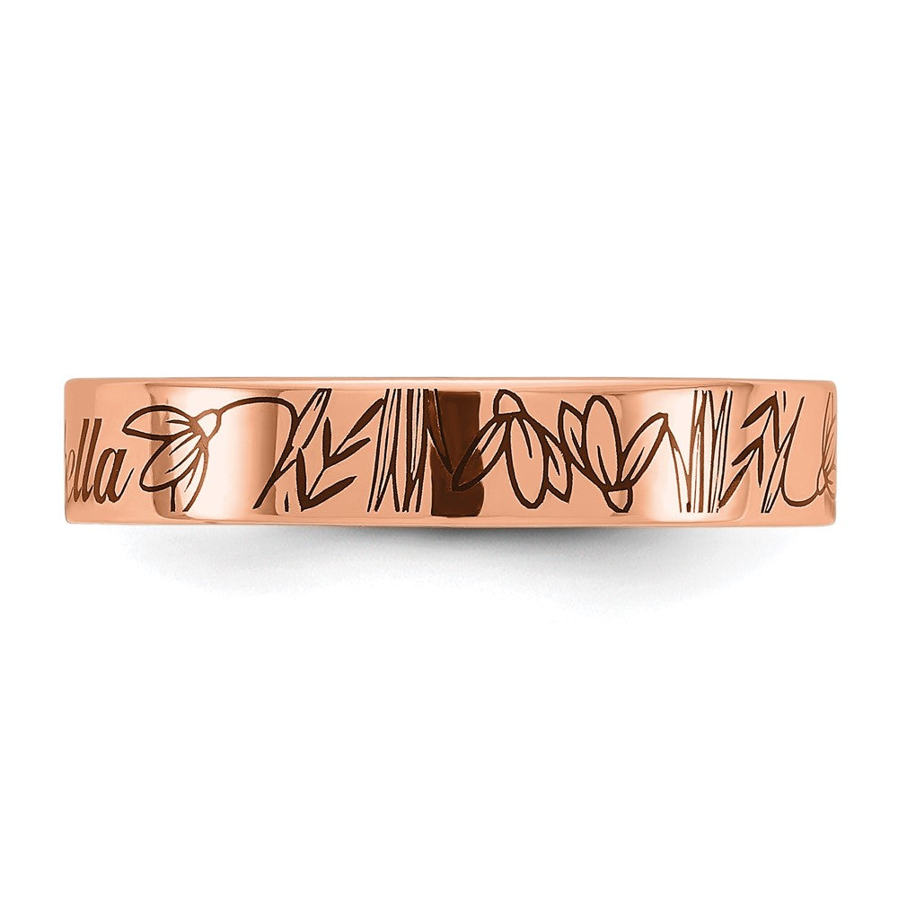 14k Rose Gold Name and Birth Flower Ring